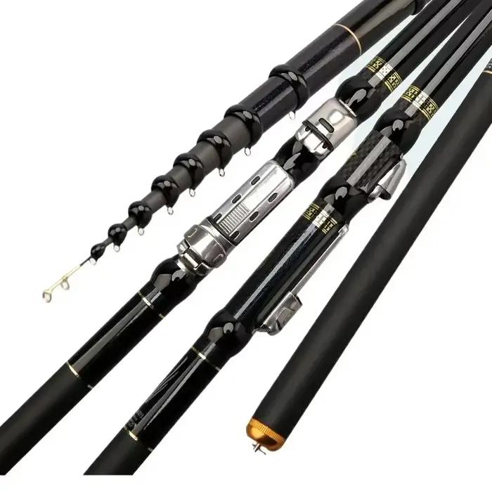 Canne à pêche télescopique 4.5m à 7.2m en carbone 40T ultra légère pour pêche filature