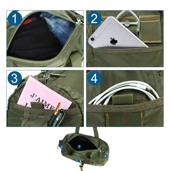 Sac de voyage pêche extérieur LQARMY-DulParachute, sac bandoulière étanche nylon 1000D pour camping et randonnée