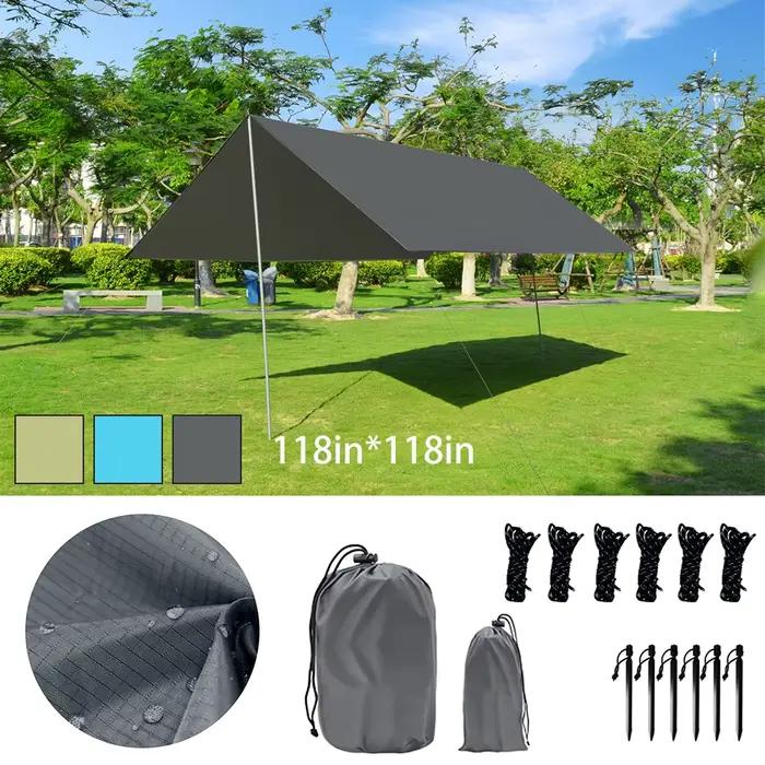 Tente de camping Oxford étanche et pliante 10x10 pieds - Abri spacieux pour pêcheurs et familles en extérieur