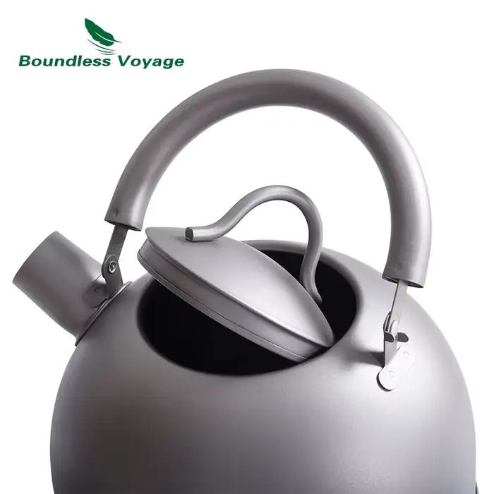 Bouilloire Titane Ultralégère 2L pour Randonnée et Pêche - Pot d'Eau Extérieur Grande Capacité avec Buzzer