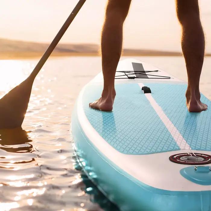 Planche paddle gonflable SUP avec accessoires pêche verte pompe triple action complète