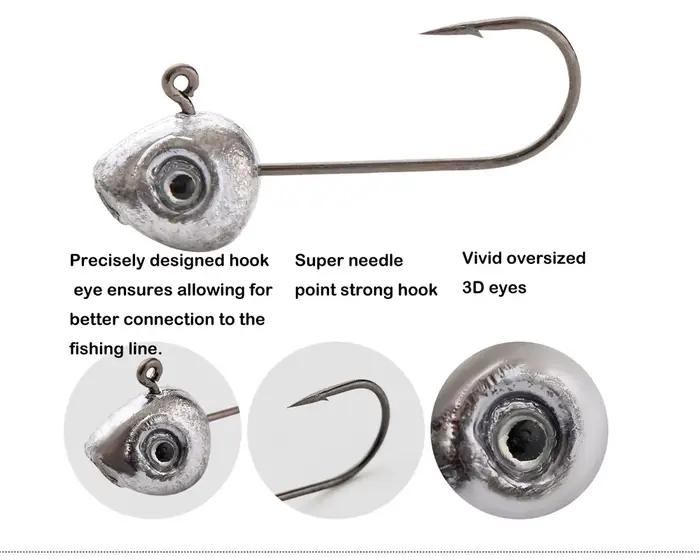 Tête plombée Grouper Crank Jig 0.5g à 5g pour leurres souples et pêche au rockfish