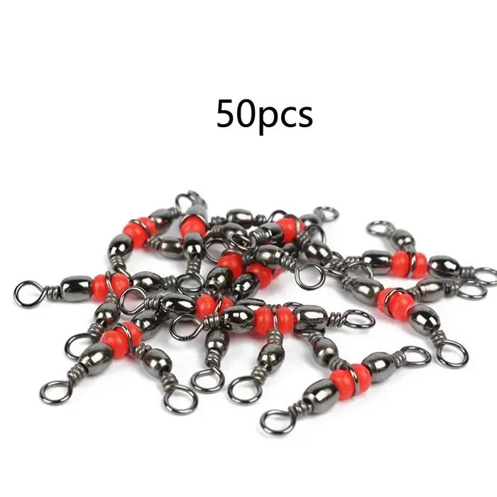 50 émerillons à perles trois voies 360 degrés pour ligne pêche hameçons et leurres