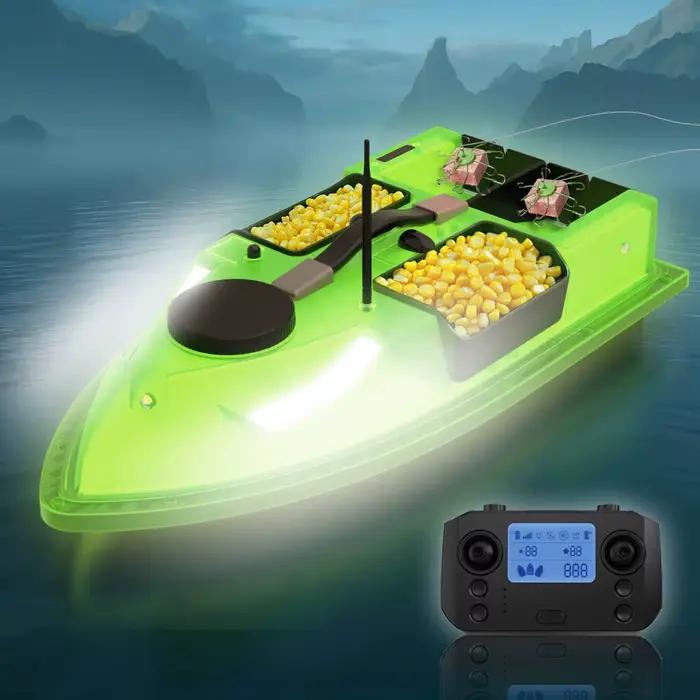 Bateau d'amorces GPS à 4 compartiments LOKEEVAN D19 avec télécommande LCD et feux de navigation RVB pour pêche nocturne et jour