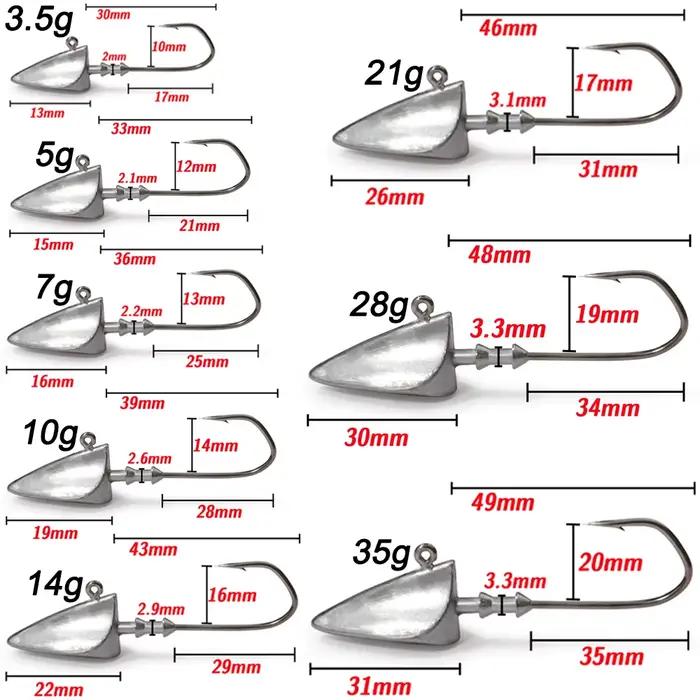Hameçons lestés métal 5pcs 3.5g-35g pour leurres souples Texas Rig - Pêche précise carnassiers