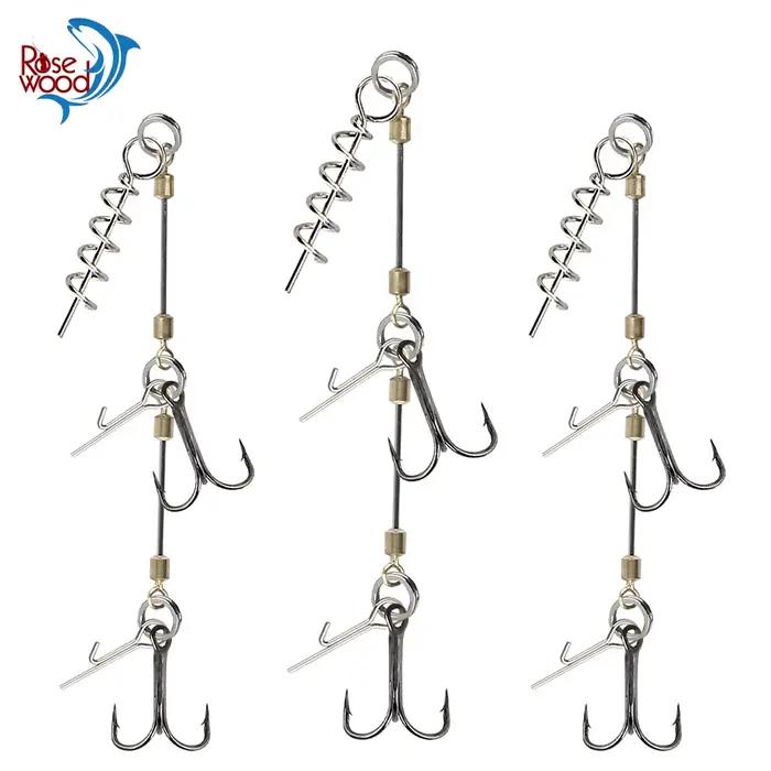 Hameçon stinger rig RoseWood pour shad pike - Crochet triple avec liège pour leurres souples pêche brochet