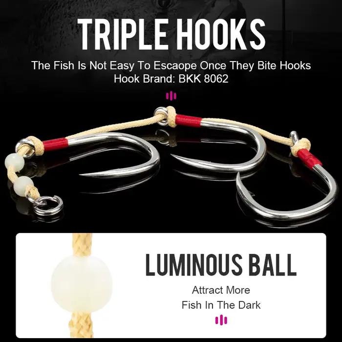 Hameçon TEASER HK034 Gang Hook Crochet Barbelé UV Luminous Effect pour Octopus Thon Bonite Pêche en Mer Occasions Spéciales