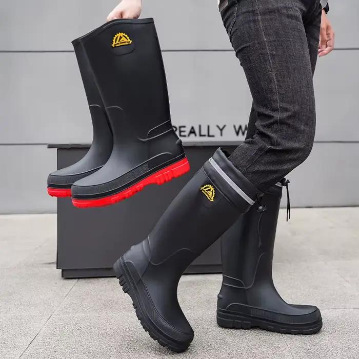 Bottes de pluie homme hautes mode imperméables antidérapantes pour pêche et chantier