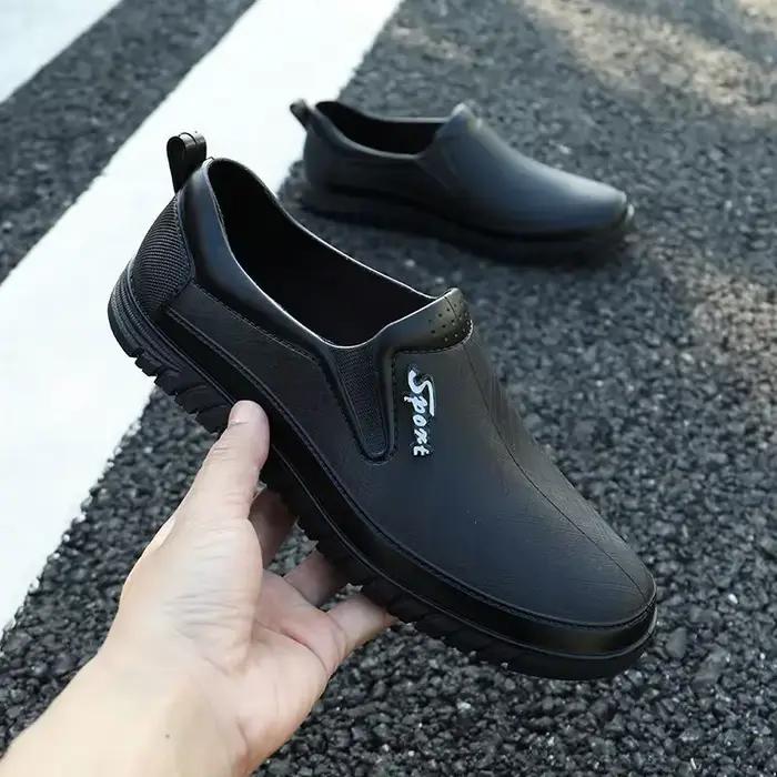 Bottes de pluie homme résistantes imperméables antidérapantes PVC large bout pêche travail