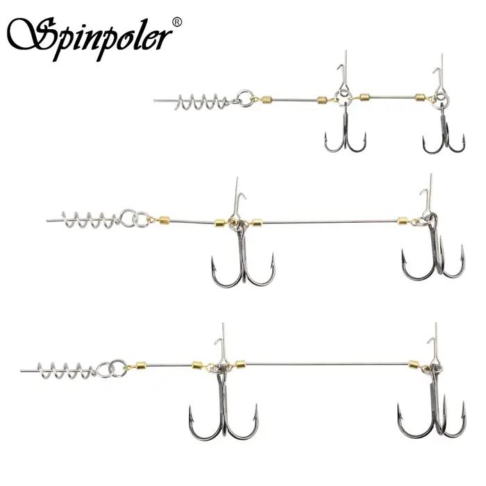 Montage Spin Rig avec Hameçons Double pour Brochet et Leurres Souples Shad Belly Stinger