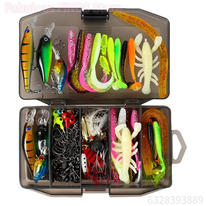 Set de leurres souples et durs avec cuillers métalliques pour pêche carnassiers