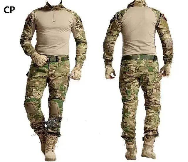 Ensemble entraînement camouflage grenouille randonnée chasse pêche vêtements tactiques avec protections coudes genoux