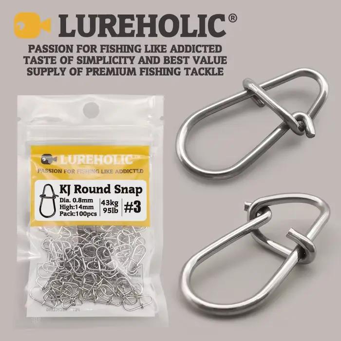 Snaps ronds LUREHOLIC KJ 100 pièces acier 304 haute résistance pour montages de leurres rapides