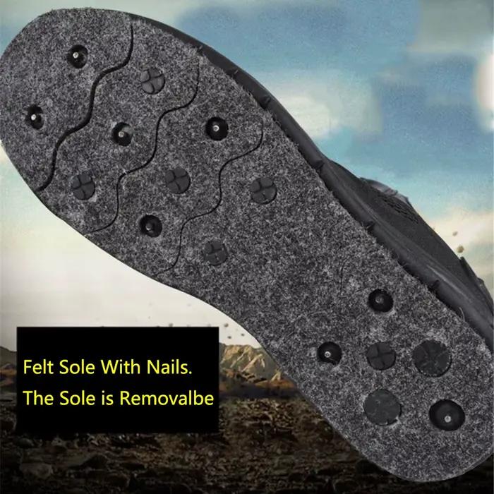 Bottes de pêche homme semelle feutre à clous amovibles - Chaussures de pêche sur rochers tailles 39-45