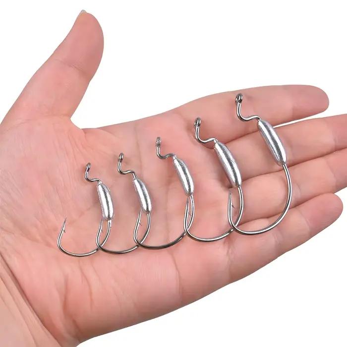 25 hameçons texas rig weighted offset pour bass - pêche eau douce et mer