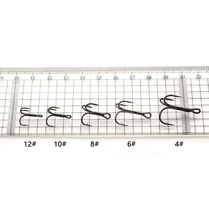 Hameçons triple trèfle pêche carnassiers acier haute teneur en carbone courbure ronde modèle renversé boîte de 50