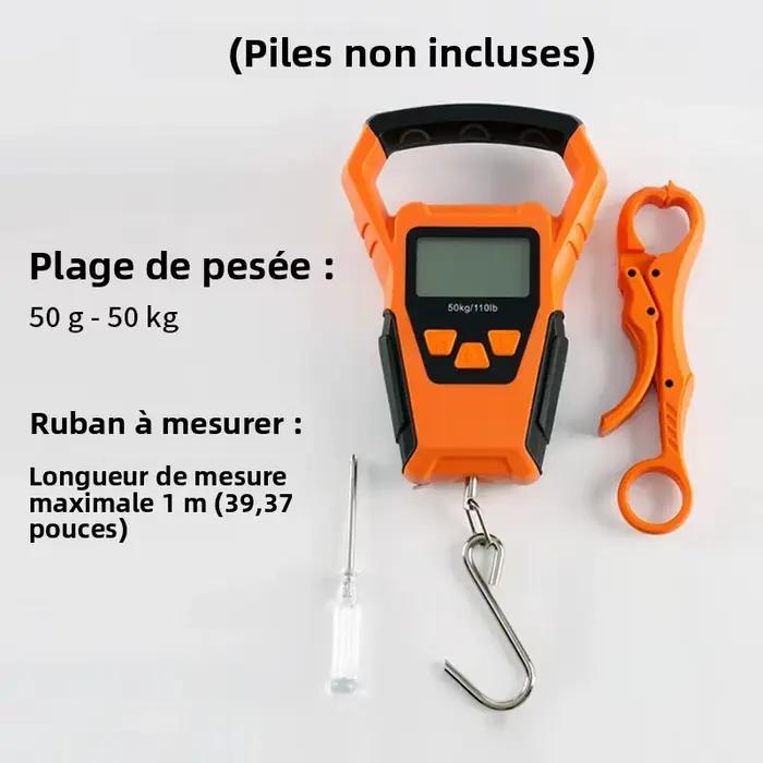 Balance pêche IPX6 étanche avec mètre ruban - Balance digitale 50kg multi-modes kg/lb&oz pour pêche précise France
