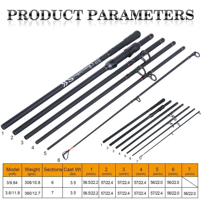 Canne à carpe Sougayilang portable 3.0-3.6m 6/7 brins fibre carbone pour pêche voyage feeder