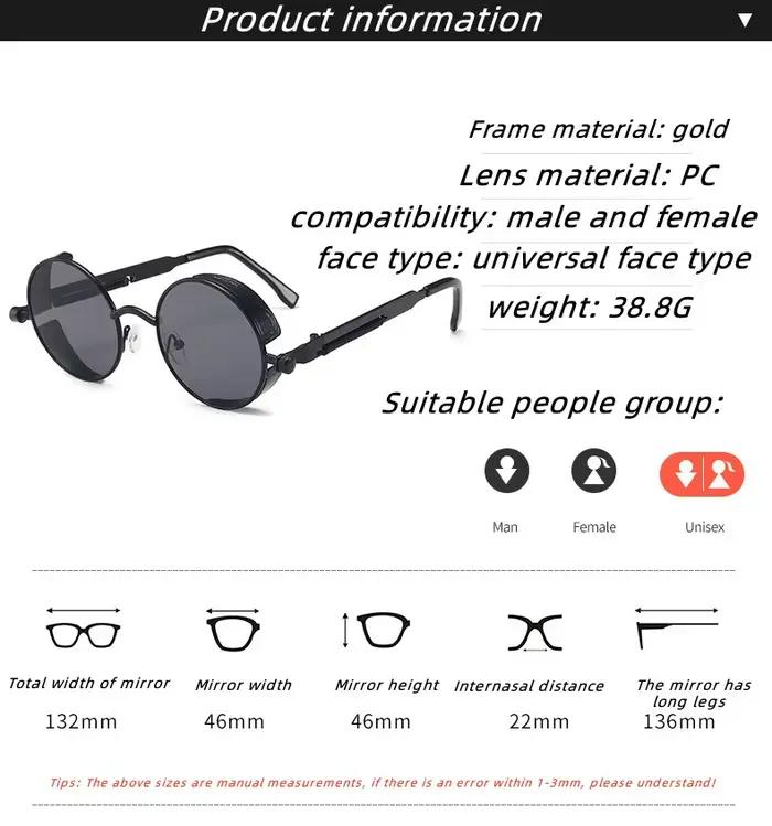 Lunettes de soleil rétro steampunk unisexe fashion pour pêche et outdoor protection UV style vintage tendance homme femme