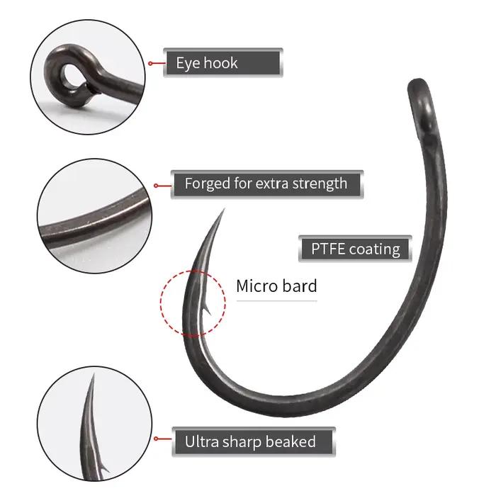 10 hameçons de pêche à la carpe Krank Extra Wide Gape, acier allié inversé micro-barbelés ou