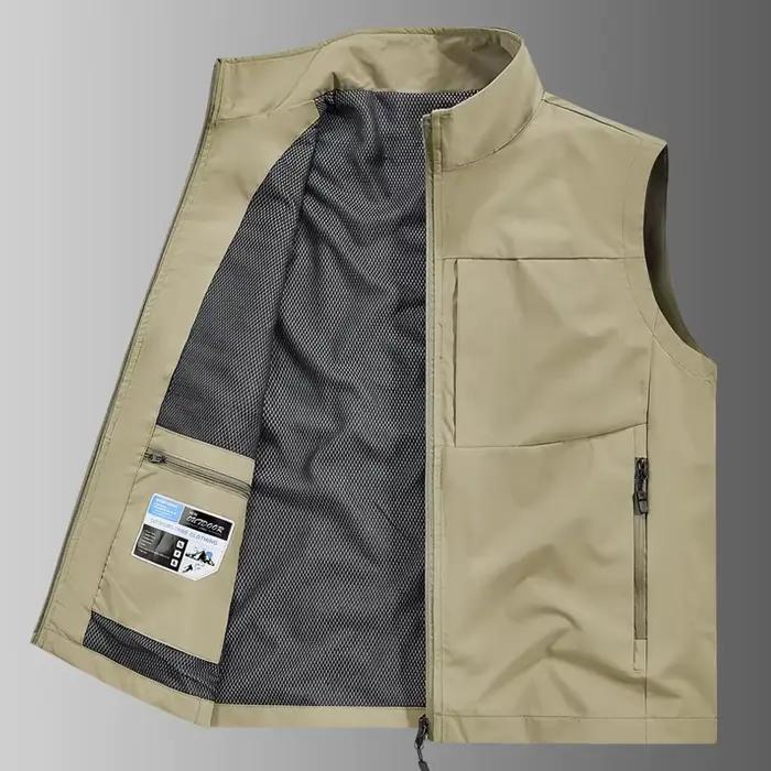 Veste sans manches homme pêche et randonnée respirante anti-vent multifonction