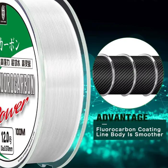 Ligne de pêche fluorocarbone 100% ZUKIBO 50m-100m - Extra résistante pour carpe - Leader japonais 2-85lb