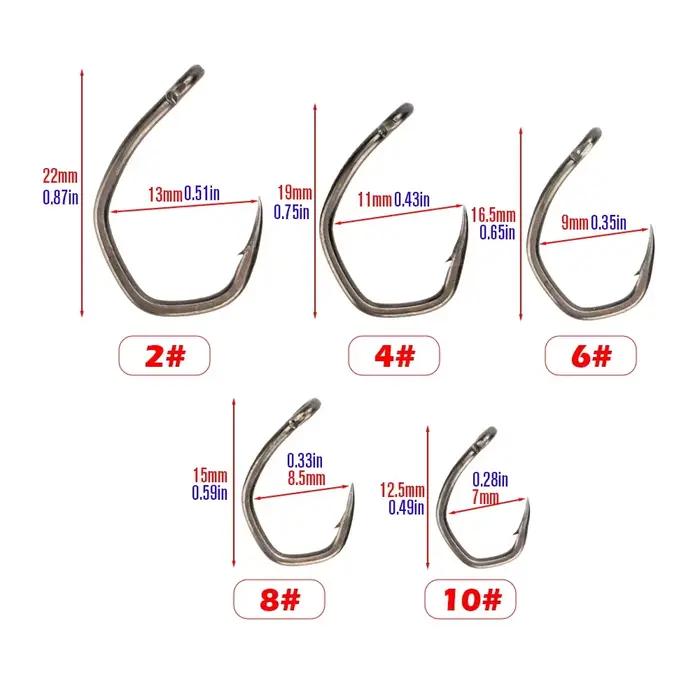 Hameçon de pêche micro barbelé Hirisi 8033 en acier inoxydable carbone, 50 pièces avec œil et