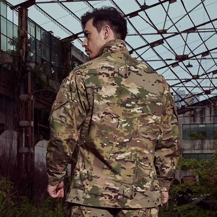 Veste camouflage combat tactique homme - Uniforme pêche extérieure manches longues coupe-vent