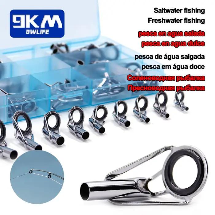 Kit réparation guides canne pêche 230 pièces anneaux céramique acier inoxydable eau douce et mer