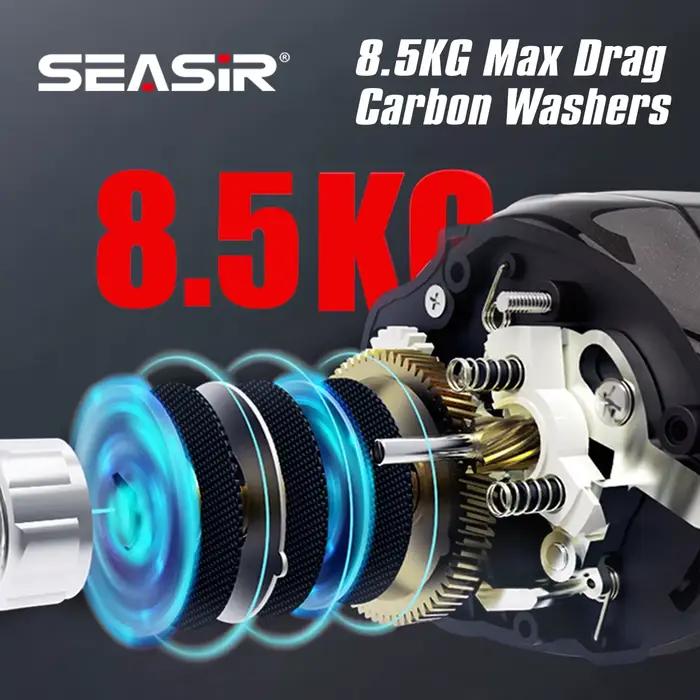 Moulinet de pêche baitcasting SEASIR DCAST DC à contrôle numérique, frein puissant 8,5kg et roulements 7+1