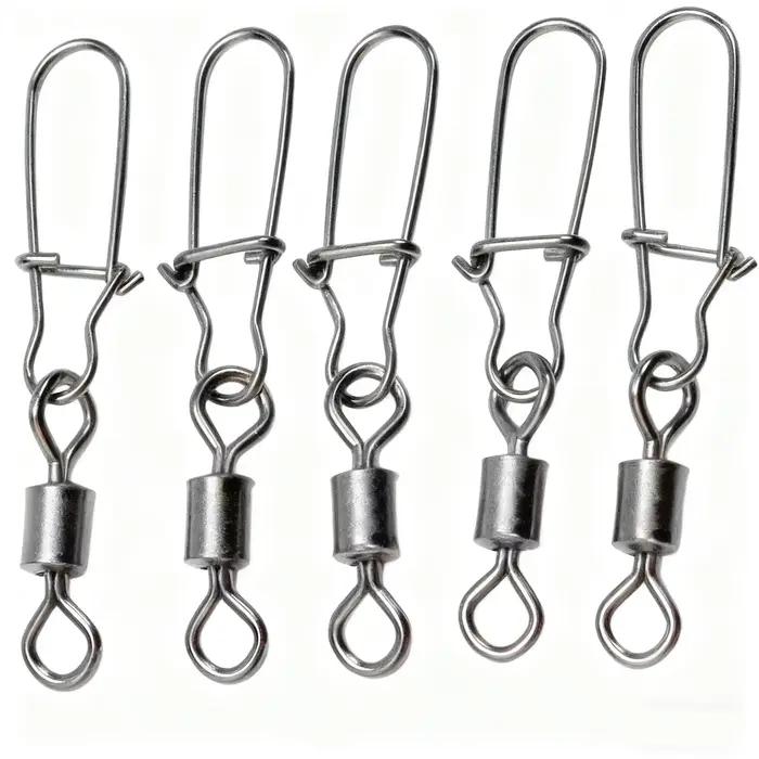 50 pièces connecteurs pêche acier inoxydable 4#-12# roulements à billes avec snap pour leurres