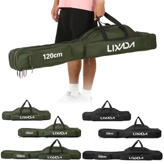 Sac transport cannes pêche Lixada 90/120/150cm 3 couches pliable rangement moulinets accessoires