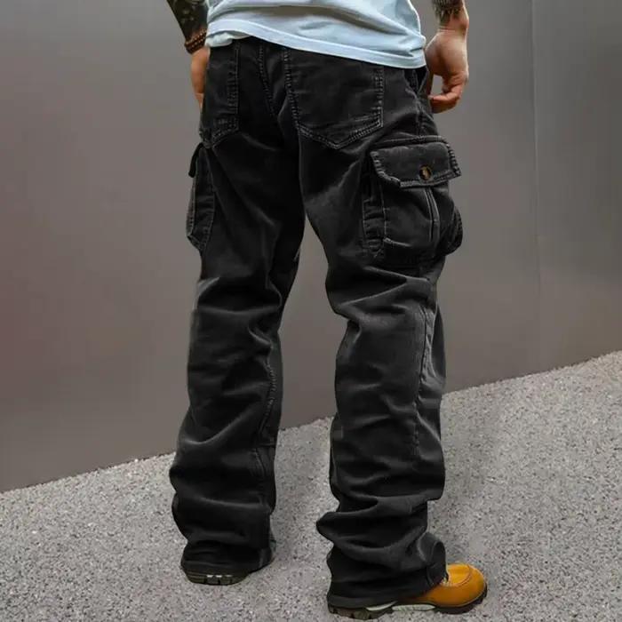 Pantalon velours côtelé cargo homme style rétro multi-poches pour pêche décontractée