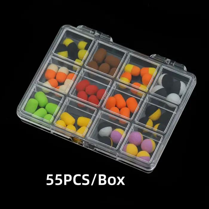 55PCS bouillettes carpe cylindriques et rondes - appât flottant mousse pour montage zig rig