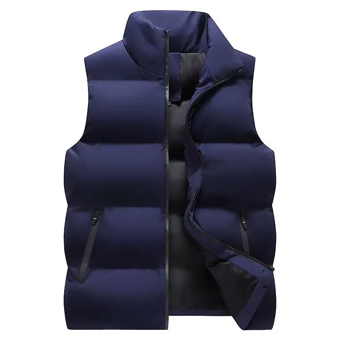 Veste sans manches chaude homme hiver en coton épais, coupe-vent et décontractée