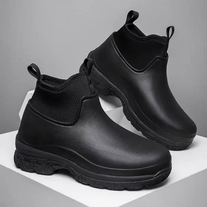 Chaussures de pluie homme semelle épaisse chef cuisine sport randonnée imperméables anti-dérapage résistantes