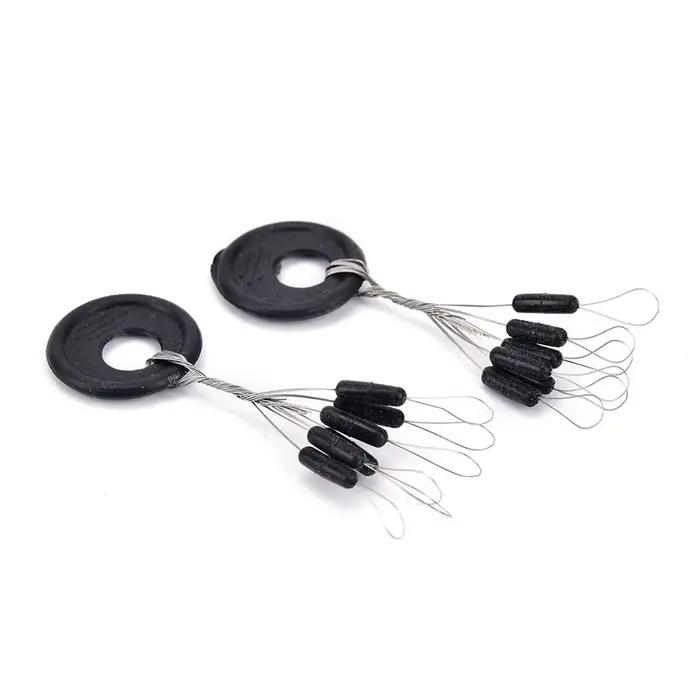 Flotteur pêche silure PRO BEROS 60 pièces 10 sets bouchon ovale en caoutchouc noir stopper ligne