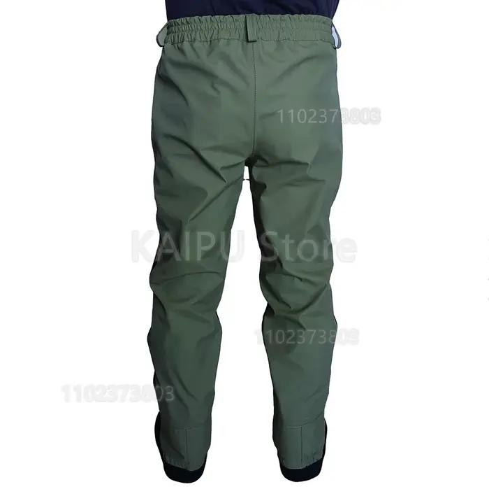 Waders de pêche à la mouche 3 couches respirants imperméables avec pieds - Pantalon de pêche à gué durable