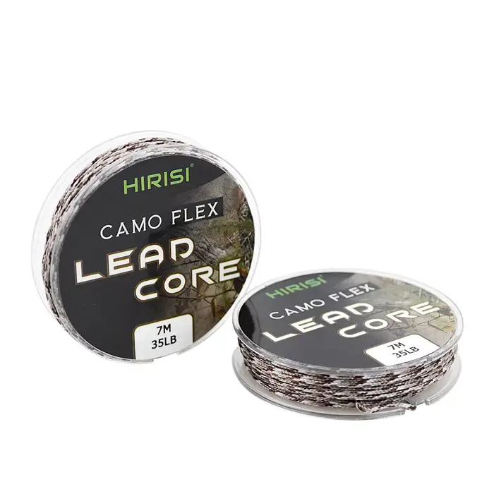 Ligne plombée carpe 35LB 7 mètres pour montage hair rig - tresse 3 couleurs résistante
