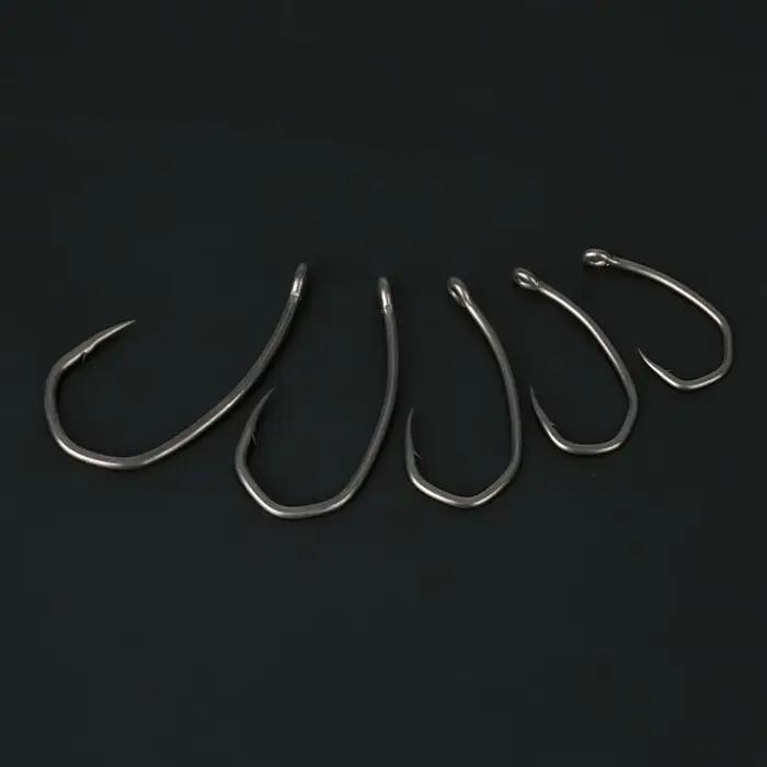 Hameçon de pêche Hirisi 8041, 50 pièces en acier inoxydable carbone anti-rouille, point acéré et hampe à boucle