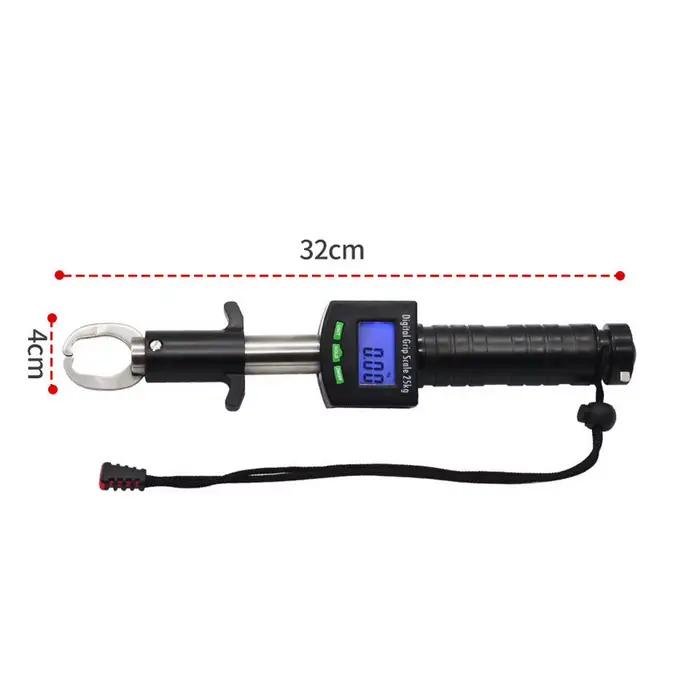 Pince à lèvres poisson professionnelle acier inox balance électronique LED 25/15kg règle intégrée