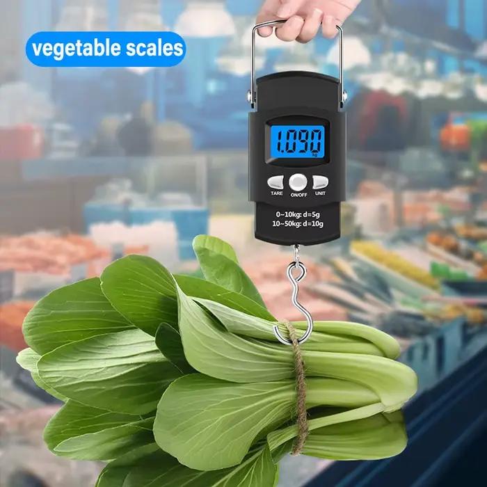 Pèse-bagages électronique LCD 10g à 50kg avec mètre ruban rétractable 100cm pour pêche voyage