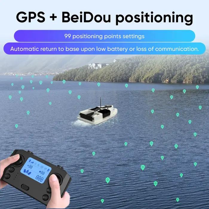 LOKEEVAN D19 Remote Controlled Bait Boat with GPS,600M RC Night Boat LED Fishing