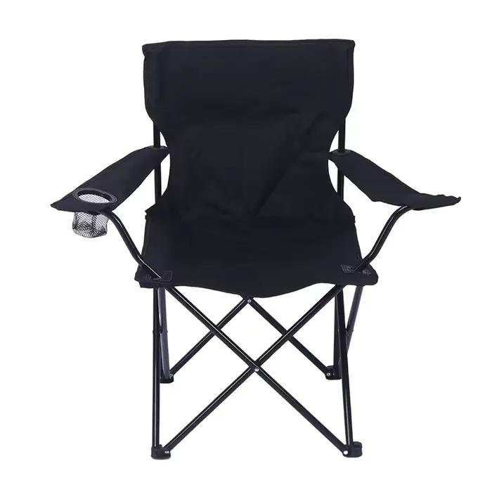 Chaise camping pêche pliante 120kg capacité dossier 40cm cadre métal noir multifonction pêche événements