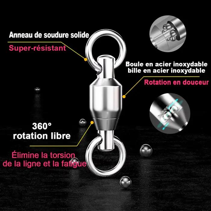 Snap Swivel Interlock Ball Bearing - Connecteurs à Roulement pour Pêche Calmar et Leurres