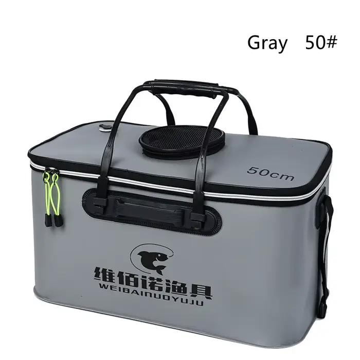 Seau pliable pêche EVA 30-55cm portable, boîte à appâts avec poignée, réservoir eau pour pêche extérieure