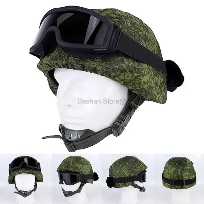 Casque acier tactique russe 6b26 pêche - Protection anti-explosion 99 avec housse et lunettes