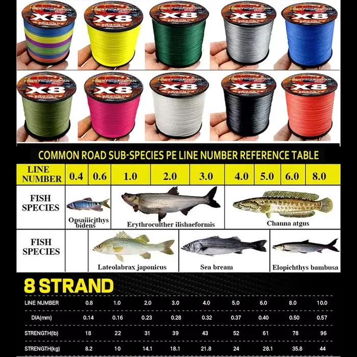 Fil de pêche tressé GHOTDA X8 100M 300M 8kg-35kg leurre carpe multifilament mer résistant