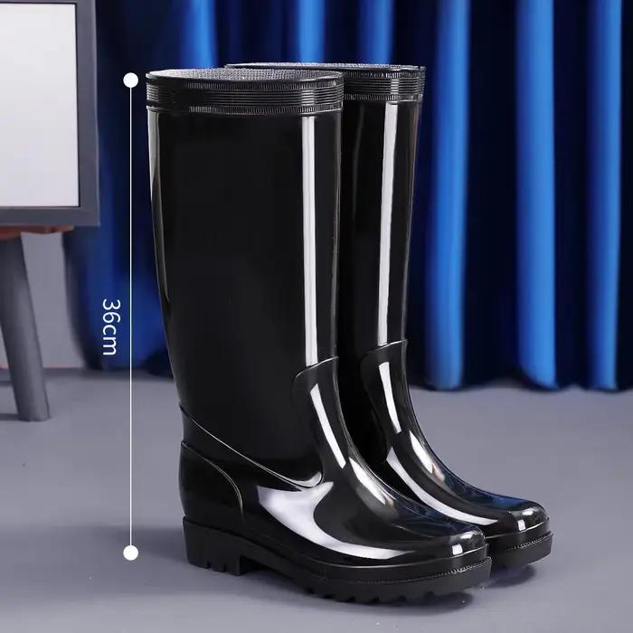 Bottes de pluie pêche homme tube haut imperméables antidérapantes avec doublure polaire chaude