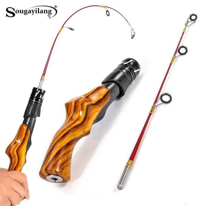 Canne à pêche sur glace Sougayilang 50cm - Interface métal grip bois anti-chute léger pêche hivernale